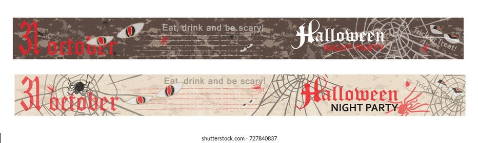 Halloween party label tag, vintage style Vector illustration