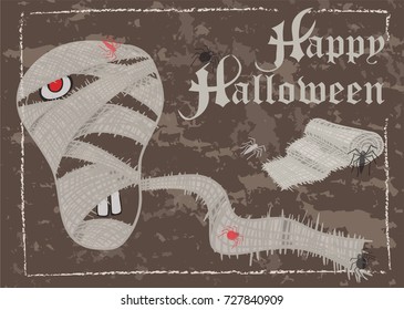 Halloween party label tag, vintage style Vector illustration