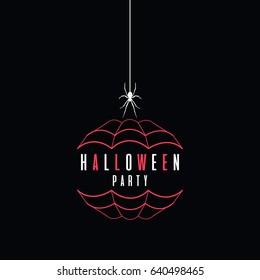 Halloween party label template with spiderweb and typography elements. 