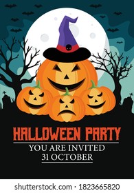 Halloween party layout poster or flyer template.Vector illustration