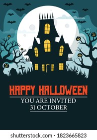 Halloween party layout poster or flyer template.Vector illustration
