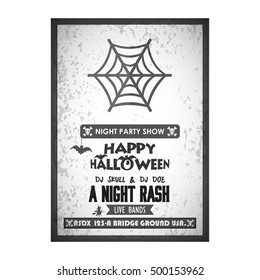 It's a Halloween Party. Let's Celebrate 30 October Live Bands A Night Rash. Halloween Spider Web Icon vector poster template