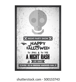 It's a Halloween Party. Let's Celebrate 31 October Live Bands A Night Rash. Halloween Skull Icon vector poster template