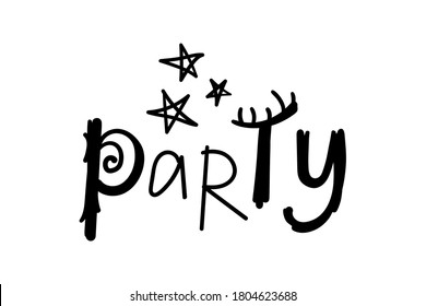 Halloween Party lettering. Handwritten Party typography print for banner, poster, greeting card. Hand drawn decorative design element. Vector brush.  Inscription Party.