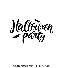 Halloween party lettering, vector brush calligraphy. Handwritten Halloween typography print for flyer, poster, card, banner. Hand drawn decorative design element.