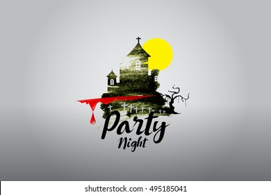 Halloween party logo design. vector illustration