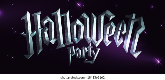 Halloween Party Metal Logo. Vector Illustration