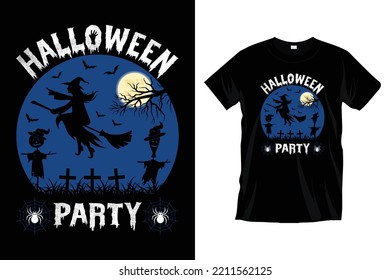 Halloween party. Modern horror witch ghost Halloween background black typography t shirt design