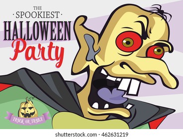 Halloween party monster for poster, banner, brochure, invitation card or packing design. Vector illustration.