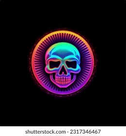 A halloween party neon skull logo