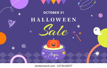 Halloween Party Night illustration background design template. pumpkin, invitation card, social media, sale poster banner, packaging