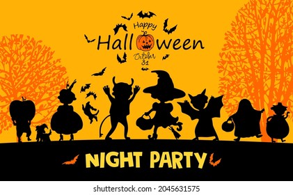 Halloween Party. Night Party. An invitation card to a Halloween party.