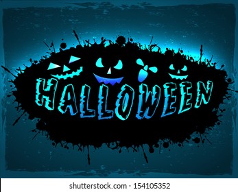 Halloween party night poster, banner or background with scary pumpkins. 