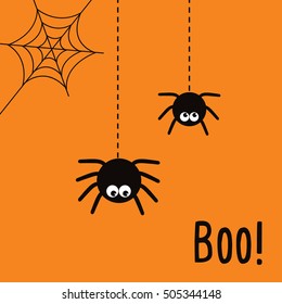 Halloween Party night with spider and web.