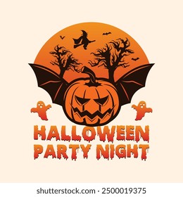 Halloween party night tshirt design template, halloween t shirt illustration