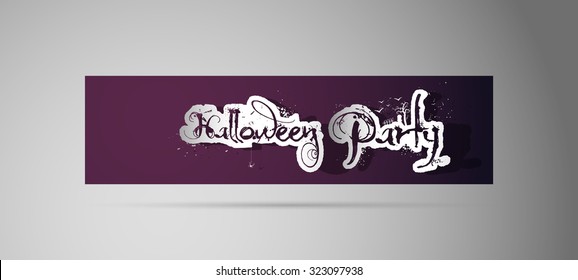 Halloween Party paper cut text message with shadow on dark purple background
