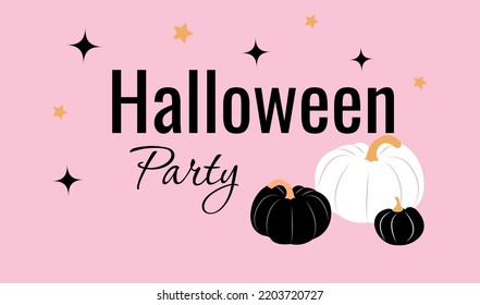 Halloween Party Pink Vector Background Design. Happy Halloween Text With Cute And Glam Pumpkin. Vector Illustration. 