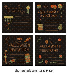 Halloween party postcard invitation. Vector pattern for web page backgrounds, postcards, greeting cards, invitations, pattern fills, surface textures.