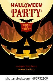 Halloween Party poster A4. Vector illustration