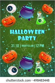 Halloween party poster. banner, flyer,Vector illustration