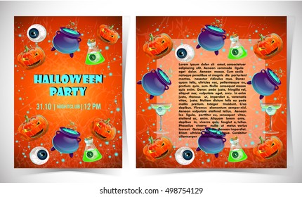 Halloween party poster. banner, flyer,Vector illustration