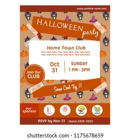halloween party poster cute cat pattern