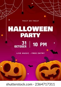 Halloween party poster design. Celebration invitation poster design. Holiday flyer, brochure, template background. Vector illustration