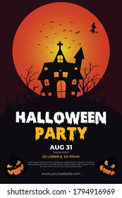 Halloween party poster design with pumpkin concept