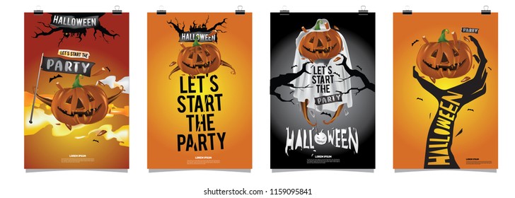 Halloween party poster design template 