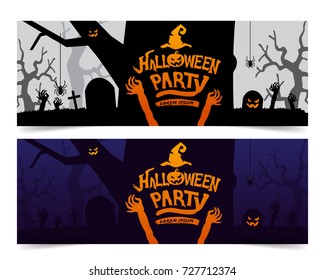 Halloween party poster design template Vector illustration