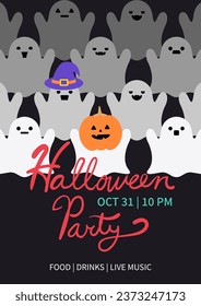 Halloween party poster design. Vector illustration.
