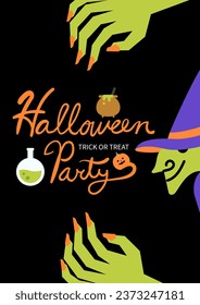 Halloween party poster design. Vector illustration.