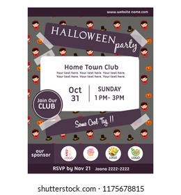 halloween party poster with devil costume pattern