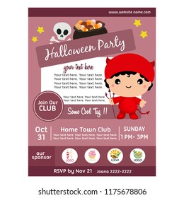 halloween party poster with devil costumes