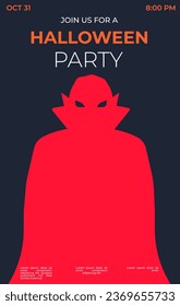 Halloween Party Poster with Dracula. Party invitation with dracula silhouette