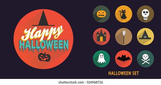 halloween party poster. flat icon. halloween greetings card