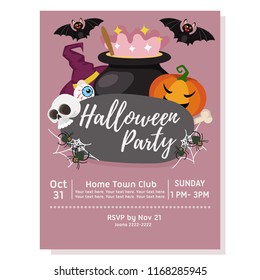 halloween party poster flat style