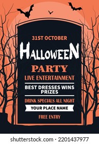 Halloween party poster flyer or social media post template design