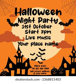 Halloween party poster flyer social media post design
