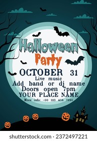 Halloween party poster flyer or social media post design