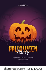 Halloween Party Poster Flyer Template Vector illustration