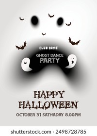 Halloween Party Poster with ghost face, Glost Party with Halloween.