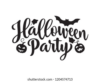 Halloween Party poster. Hand drawn lettering   on white background