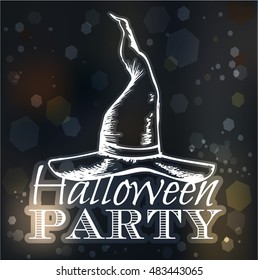 Halloween party poster with hat