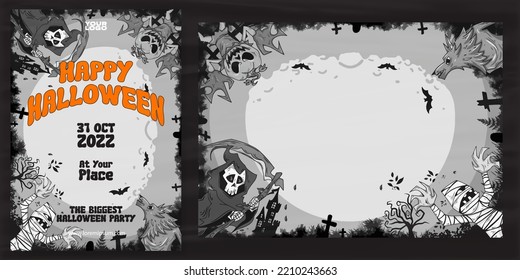 HALLOWEEN PARTY POSTER ILLUSTRATION FLYERS