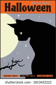 Halloween party poster or invitation template. Vector illustration