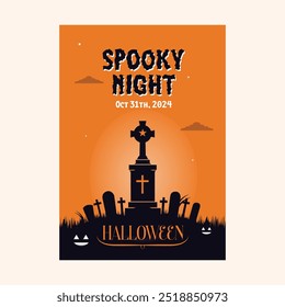 Halloween, party poster invitation template vector illustration