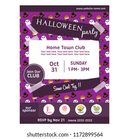 halloween party poster with kids character pattern
