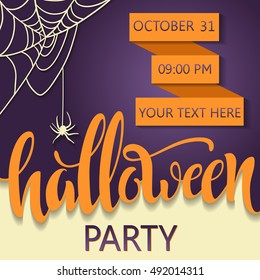 Halloween party poster. Lettering "Halloween". 31 october. Placard for a party on All Saints Day. Flyer for a party. vector illustration