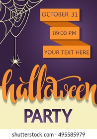 Halloween party poster. Lettering "Halloween". 31 october. Placard for a party on All Saints Day. Flyer for a party. vector illustration